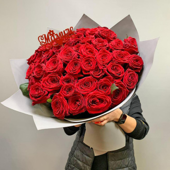 51 красная роза и топпер